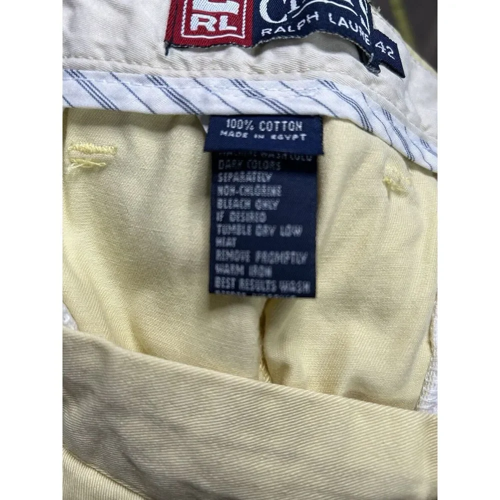 Chaps  Ralph Lauren 100% Cotton Made In Egypt Light‎ Yellow Shorts Size 42